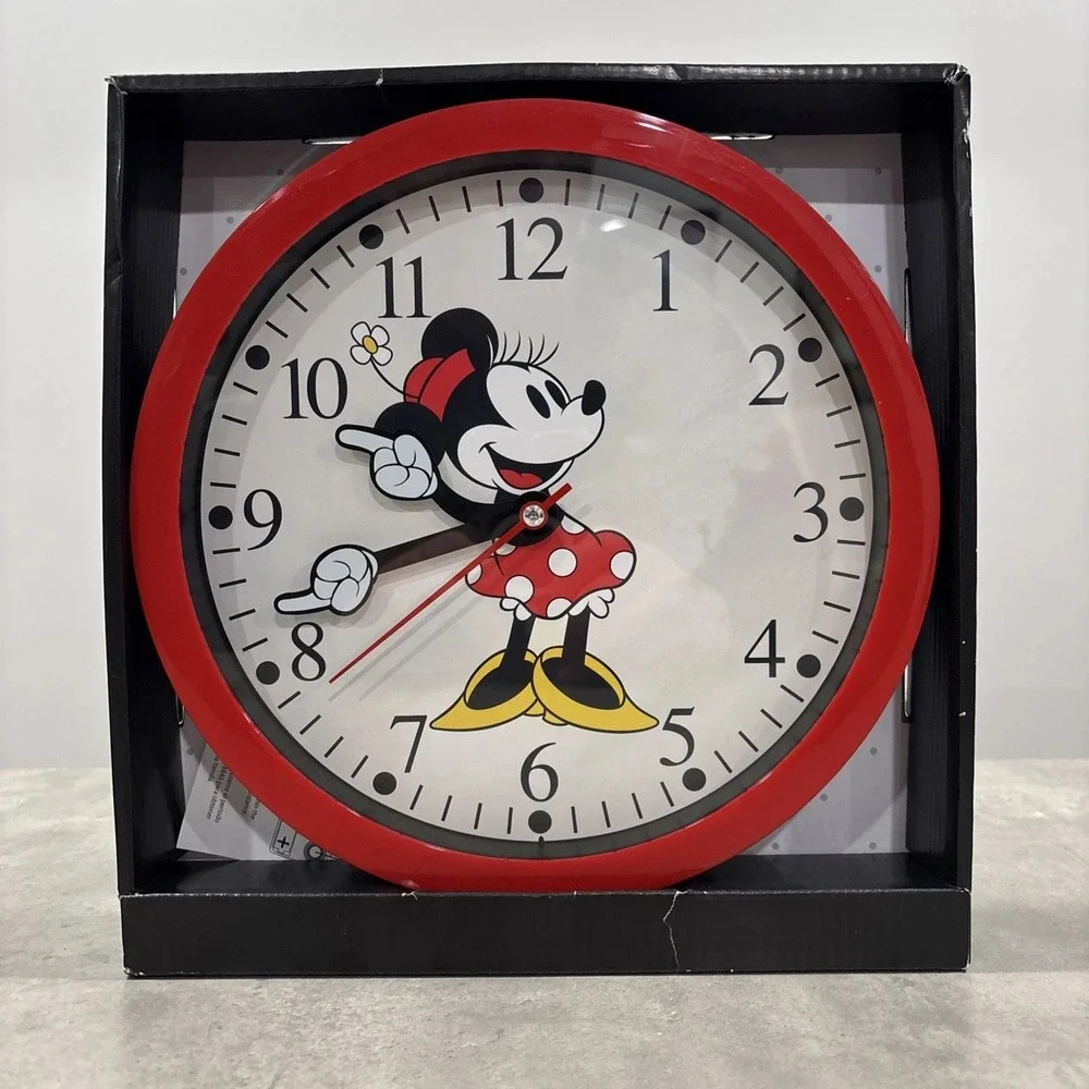 New in box Disney Minnie Mouse Wall Clock red